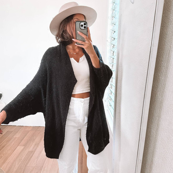 Anthropologie Sweaters - Splendid Chunky Cozy Wool Blend Cardigan Black Size Small